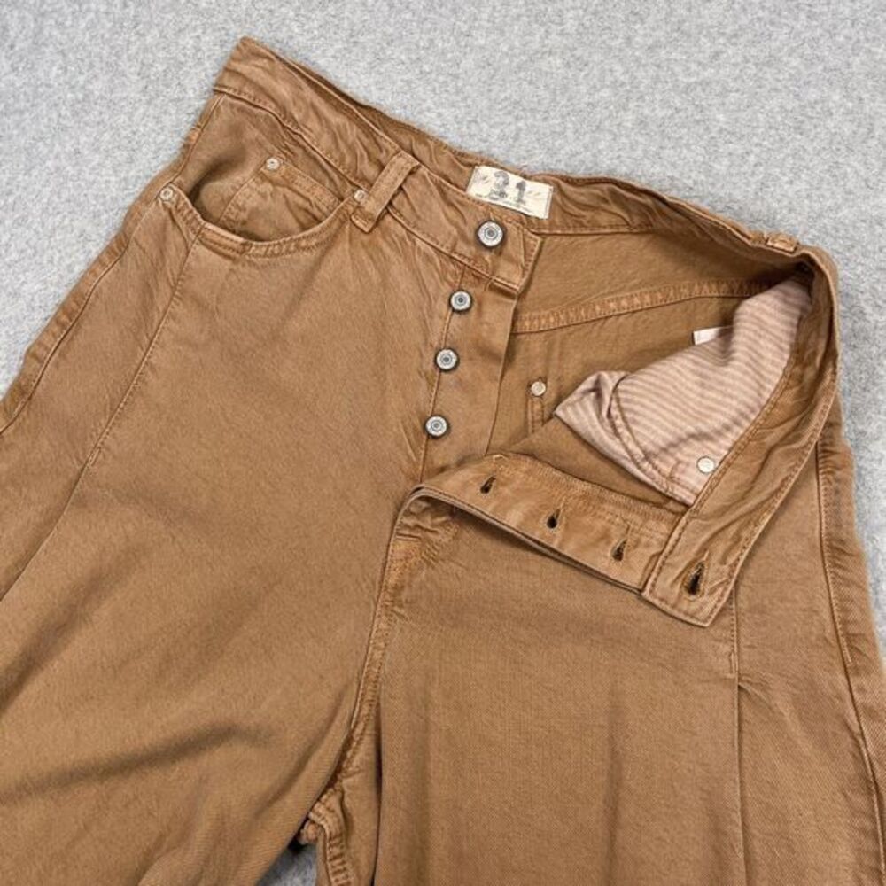 We the Free Old West Slouchy Wide Leg Pant Womens 31 (31 x 28) Tan Raw Hem Boho - Picture 7 of 13